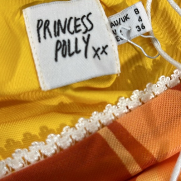 PRINCESS POLLY THEORDORE MINI SKIRT ORANGE HEARTS SIZE 4 NEW - Picture 4 of 10